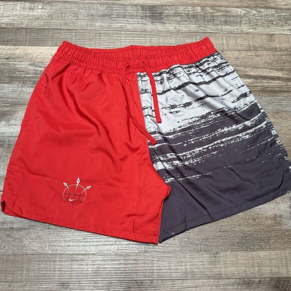 Nike Woven Flow Summer Hoop Shorts DV9605-657 Black Red Men's Size L - Picture 1 of 7